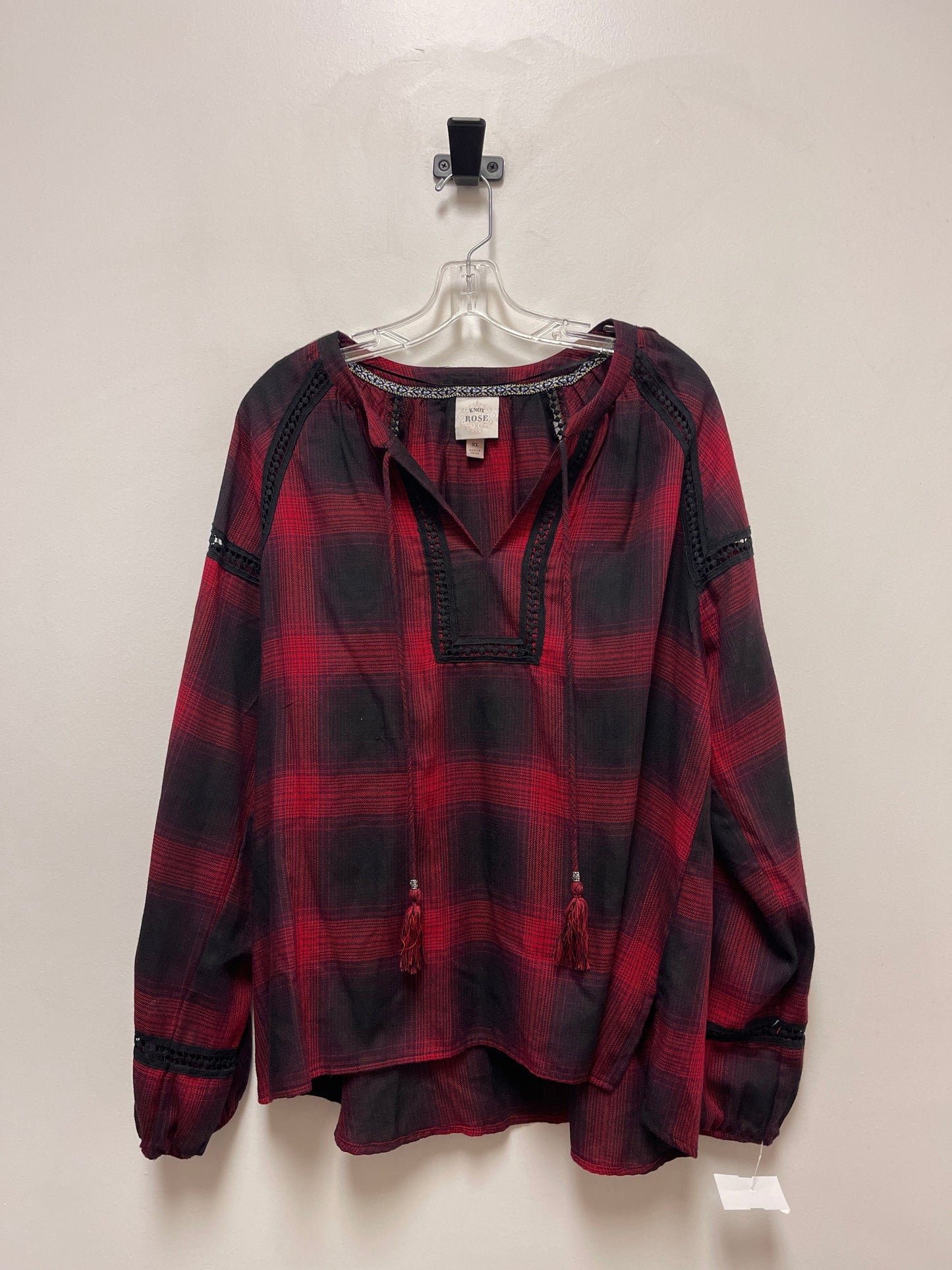 Red Top Long Sleeve Knox Rose, Size Xl