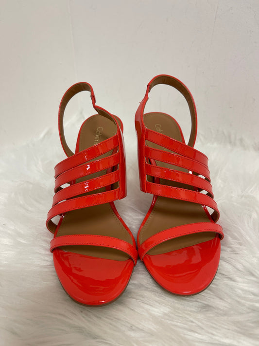 Orange Sandals Heels Stiletto Calvin Klein, Size 6.5