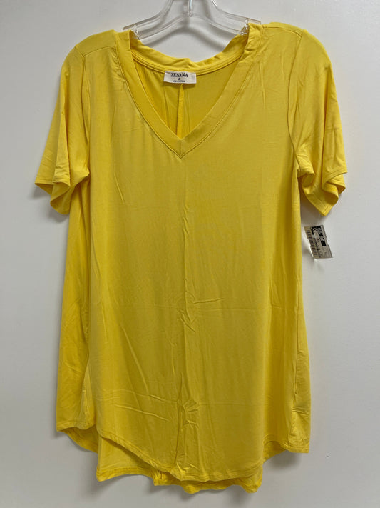 Yellow Top Short Sleeve Basic Zenana Outfitters, Size S