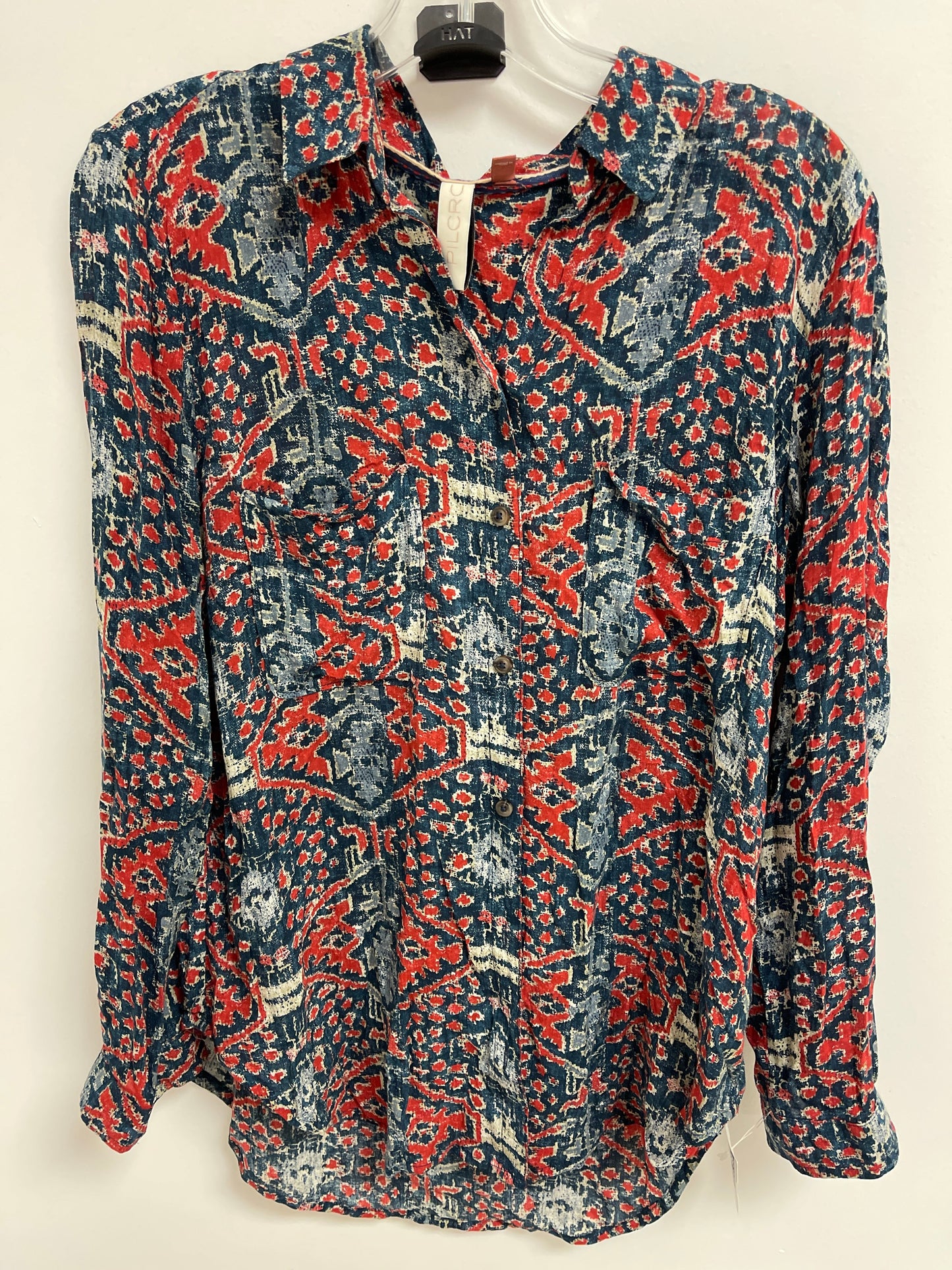 Blue & Red Top Long Sleeve Pilcro, Size M