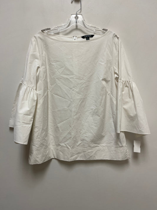 Cream Top Long Sleeve Lauren By Ralph Lauren, Size M