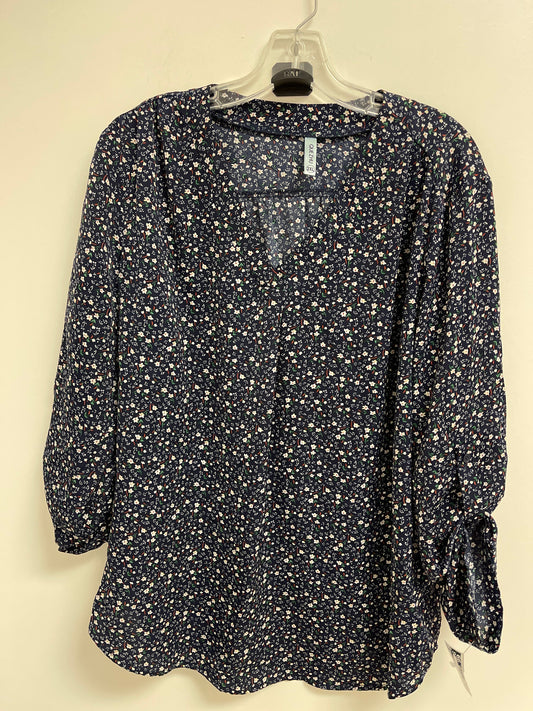 Navy Top Long Sleeve Clothes Mentor, Size 2x