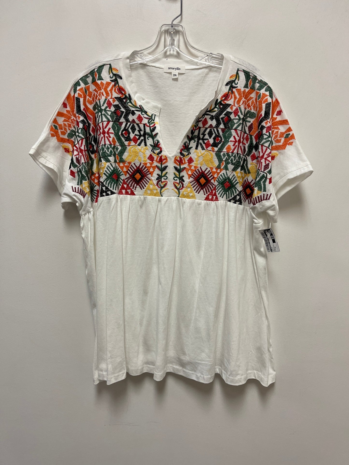 Top Short Sleeve By Clothes Mentor In White, Size: 2x