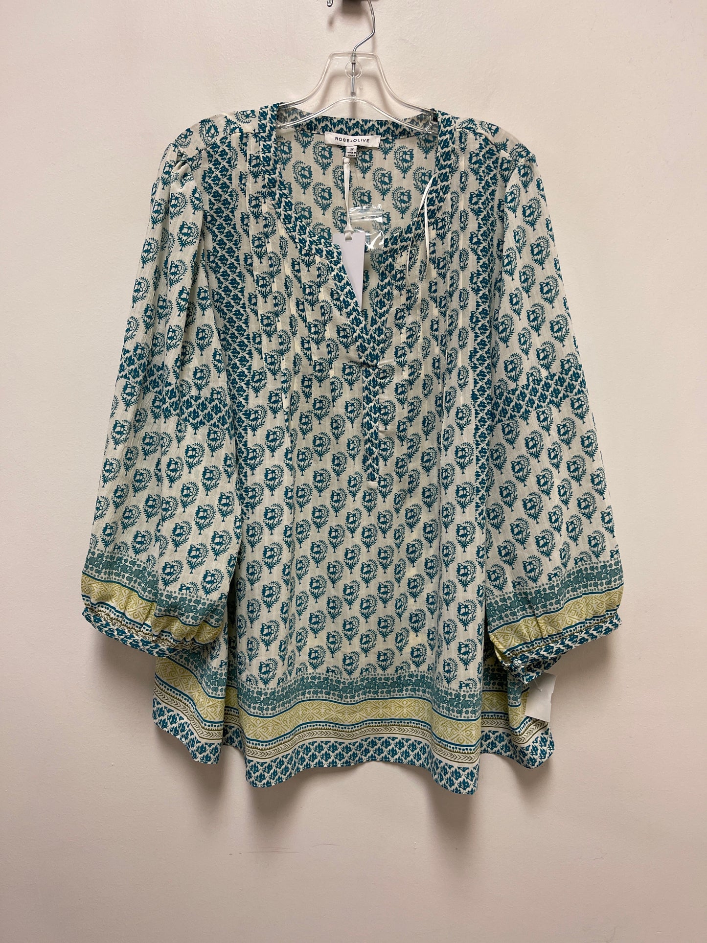 Top Long Sleeve By Rose And Olive In Teal, Size: 2x