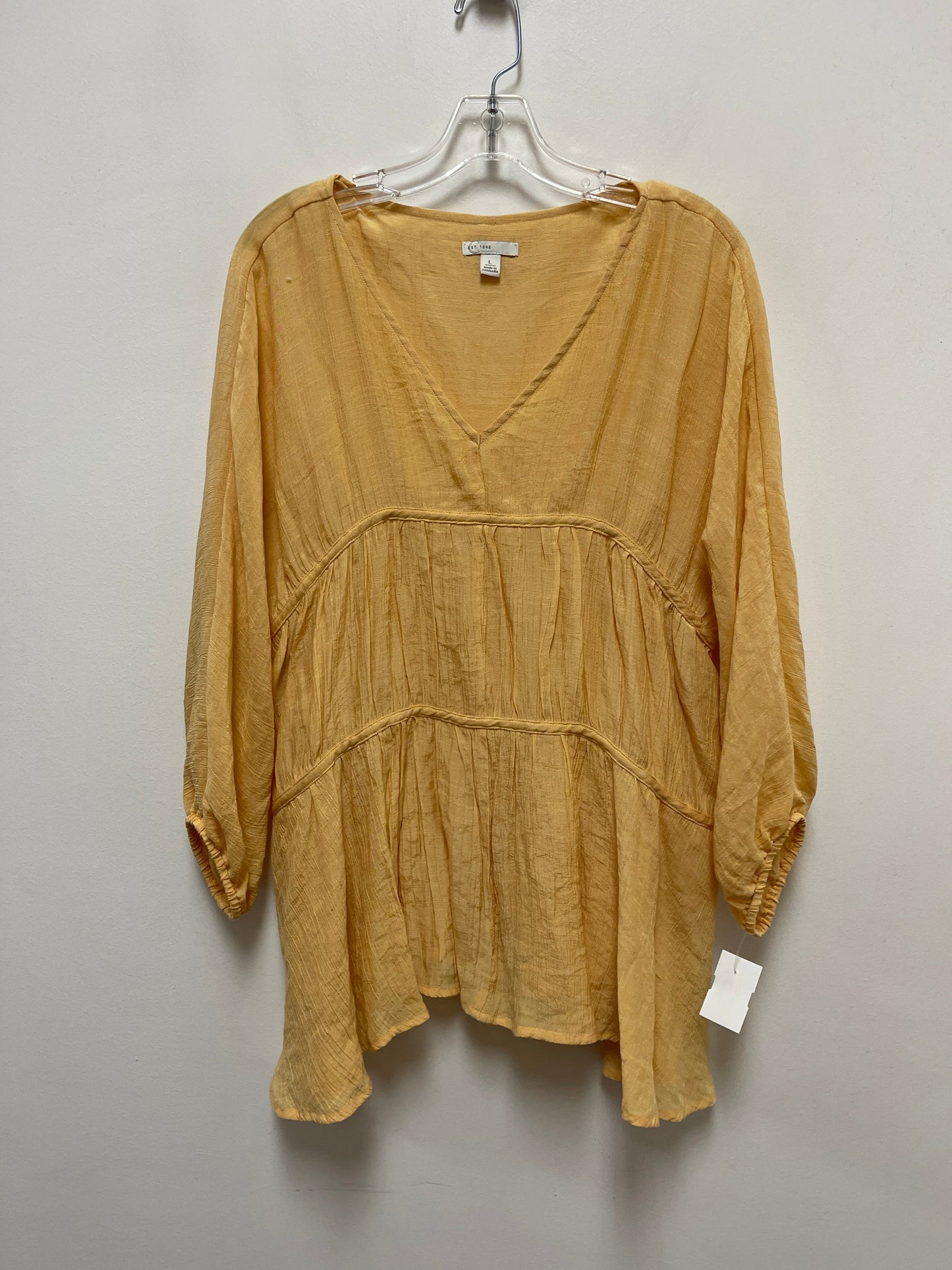 Top Long Sleeve By Cato In Yellow, Size: L