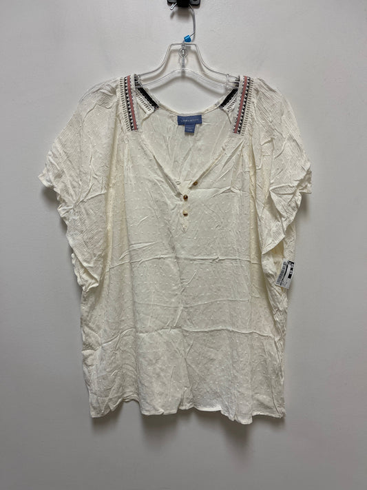 Top Short Sleeve By Laura Scott In Cream, Size: 2x