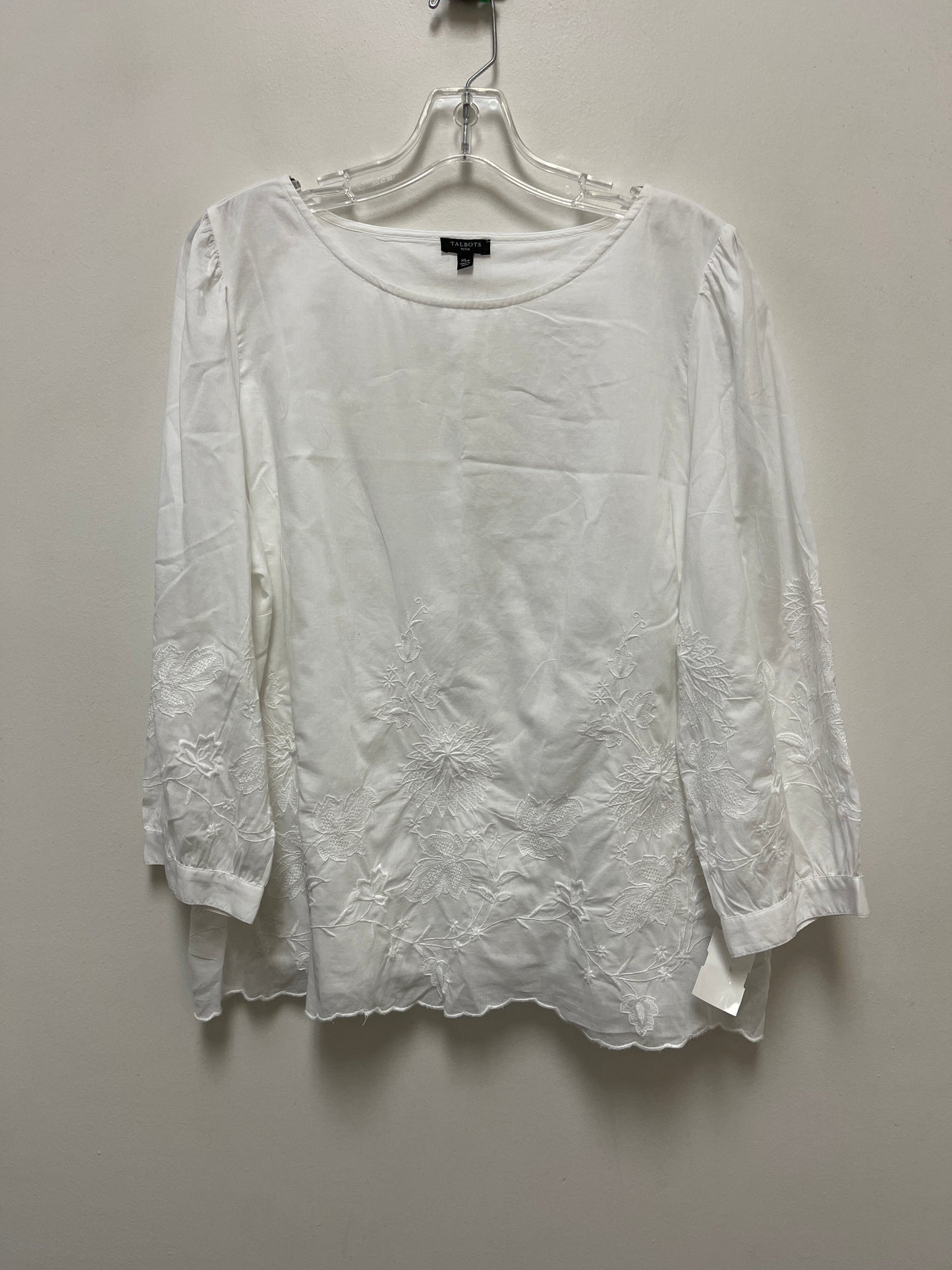 Top Long Sleeve By Talbots In White, Size: Petite   Xl