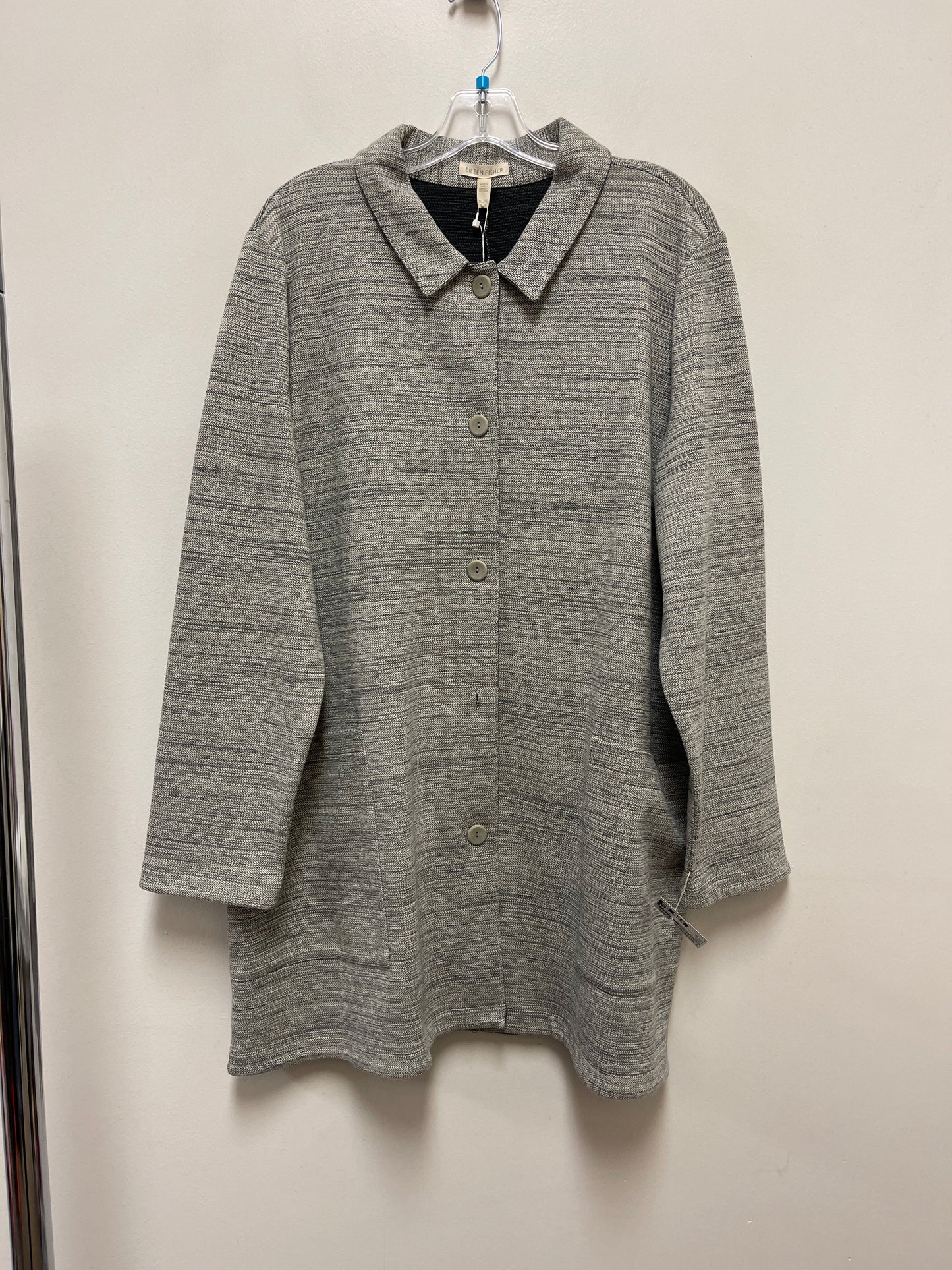 Sweater Cardigan By Eileen Fisher In Grey, Size: Xl