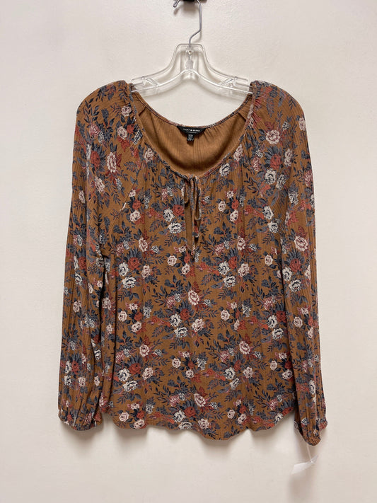 Top Long Sleeve By Lucky Brand In Brown, Size: M