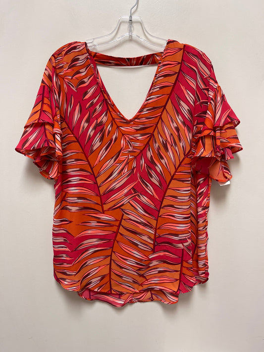 Top Short Sleeve By Apt 9 In Orange & Pink, Size: L