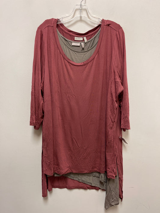 Top Long Sleeve By Logo In Brown & Pink, Size: 3x