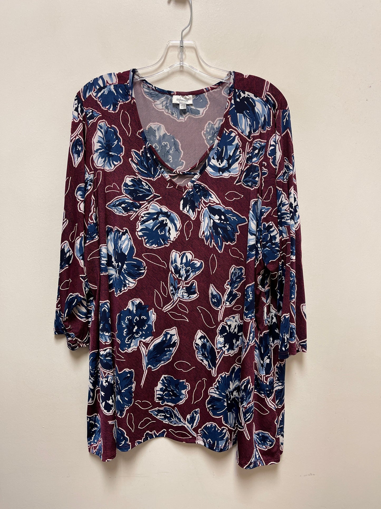 Top Long Sleeve By Avenue In Floral Print, Size: 3x