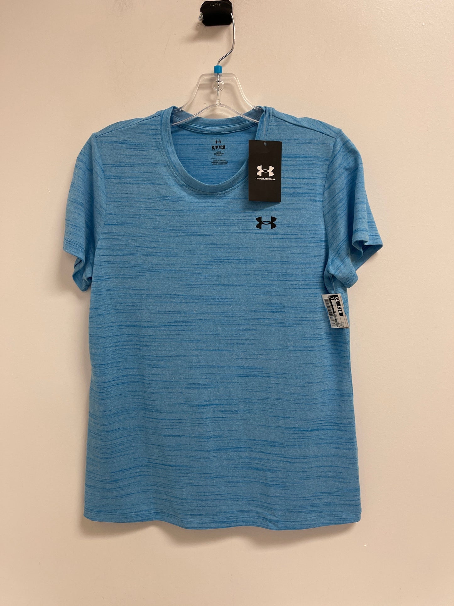 Athletic Top Short Sleeve By Under Armour In Blue, Size: S