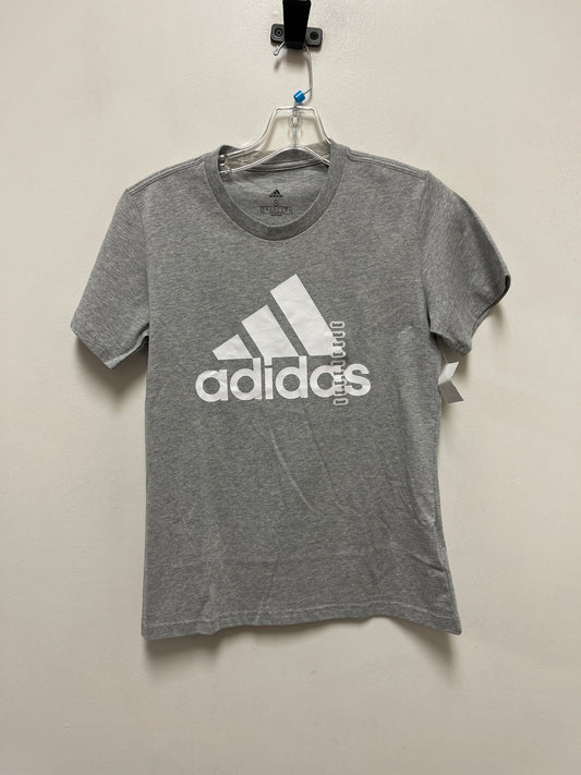 Athletic Top Short Sleeve By Adidas In Grey, Size: S