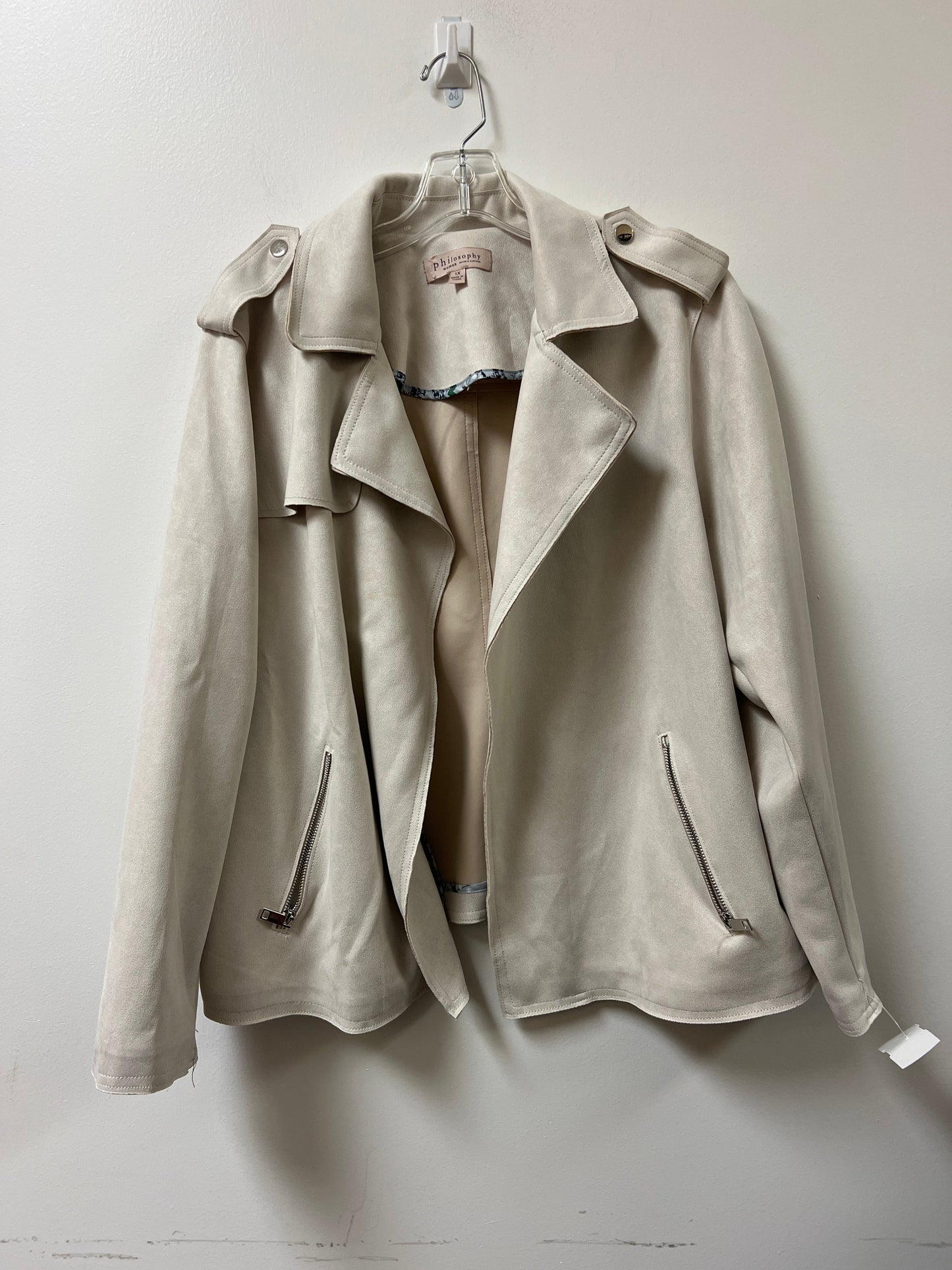 Jacket Moto By Philosophy In Cream, Size: 1x