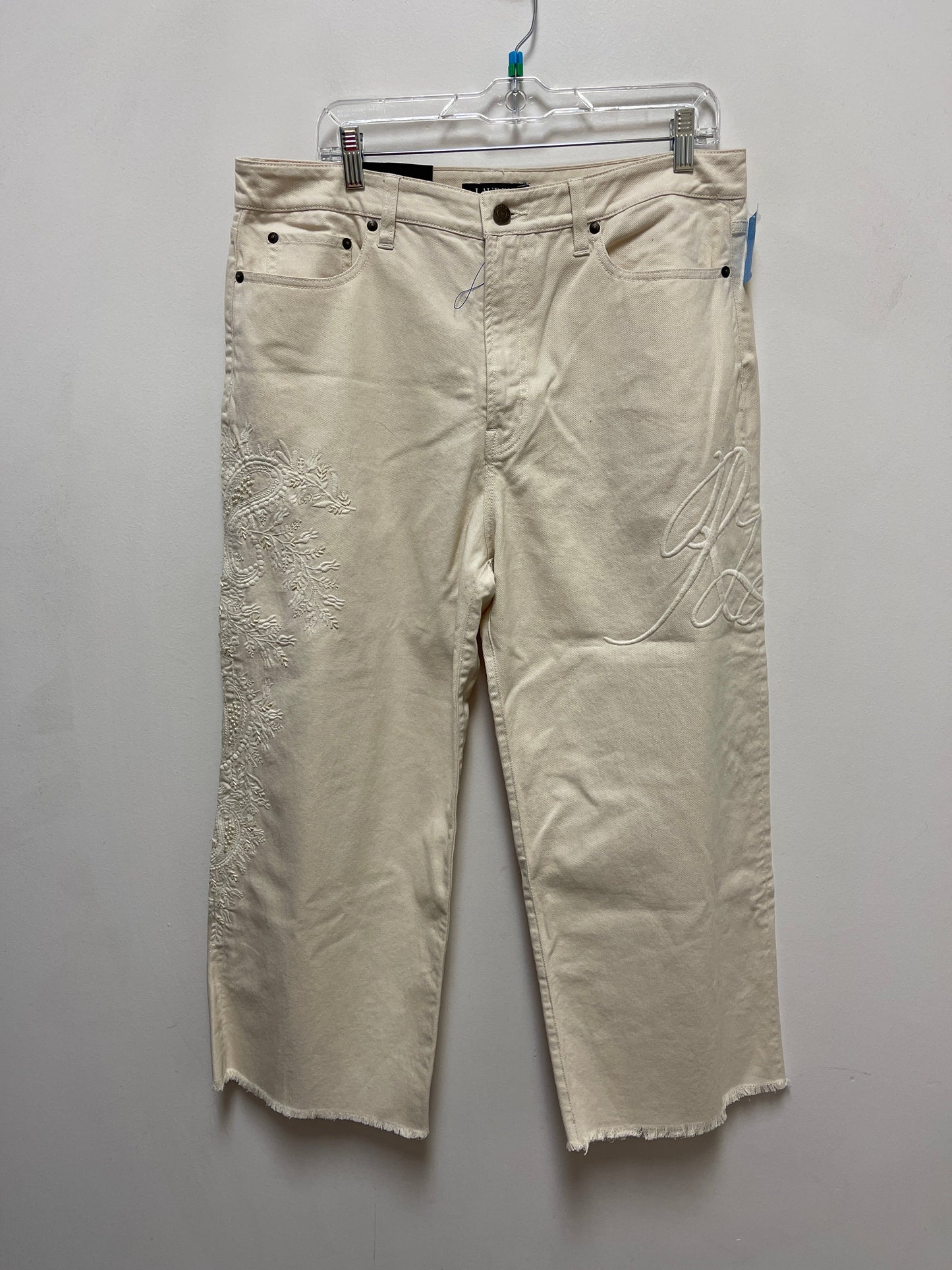 Pants Cropped By Lauren By Ralph Lauren In Cream, Size: 12p