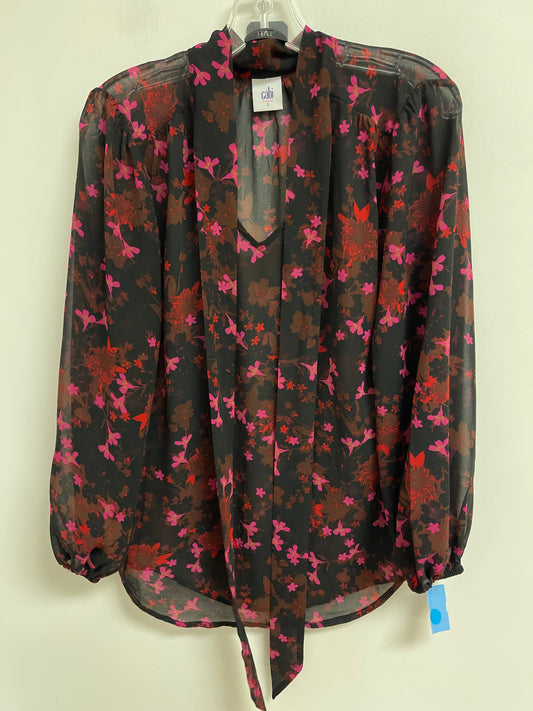 Top Long Sleeve By Cabi In Black & Pink, Size: S