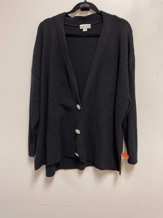 Sweater Cardigan By Ava & Viv In Black, Size: 3x