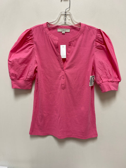 Top Short Sleeve By Loft In Pink, Size: M