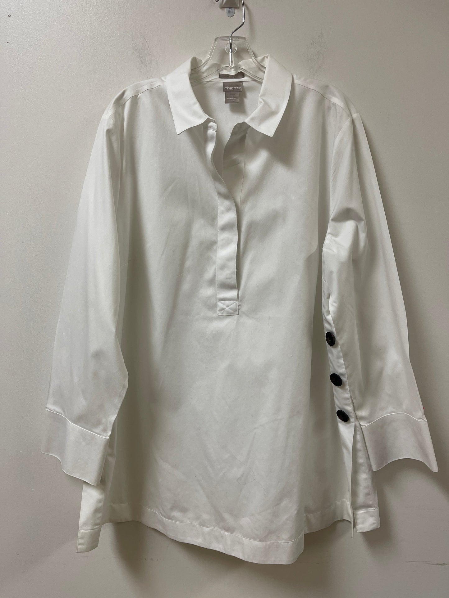 Blouse Long Sleeve By Chicos In White, Size: 3x