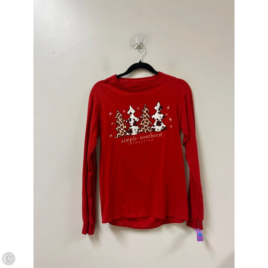 Top Long Sleeve By Simply Southern In Red, Size: S
