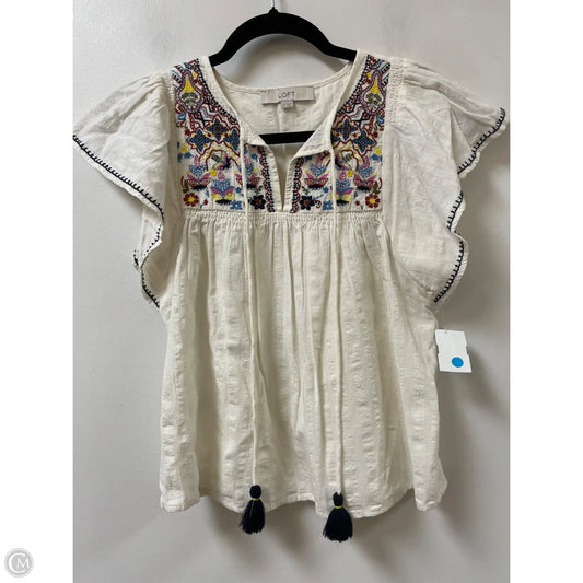 Top Short Sleeve By Loft In Cream, Size: S