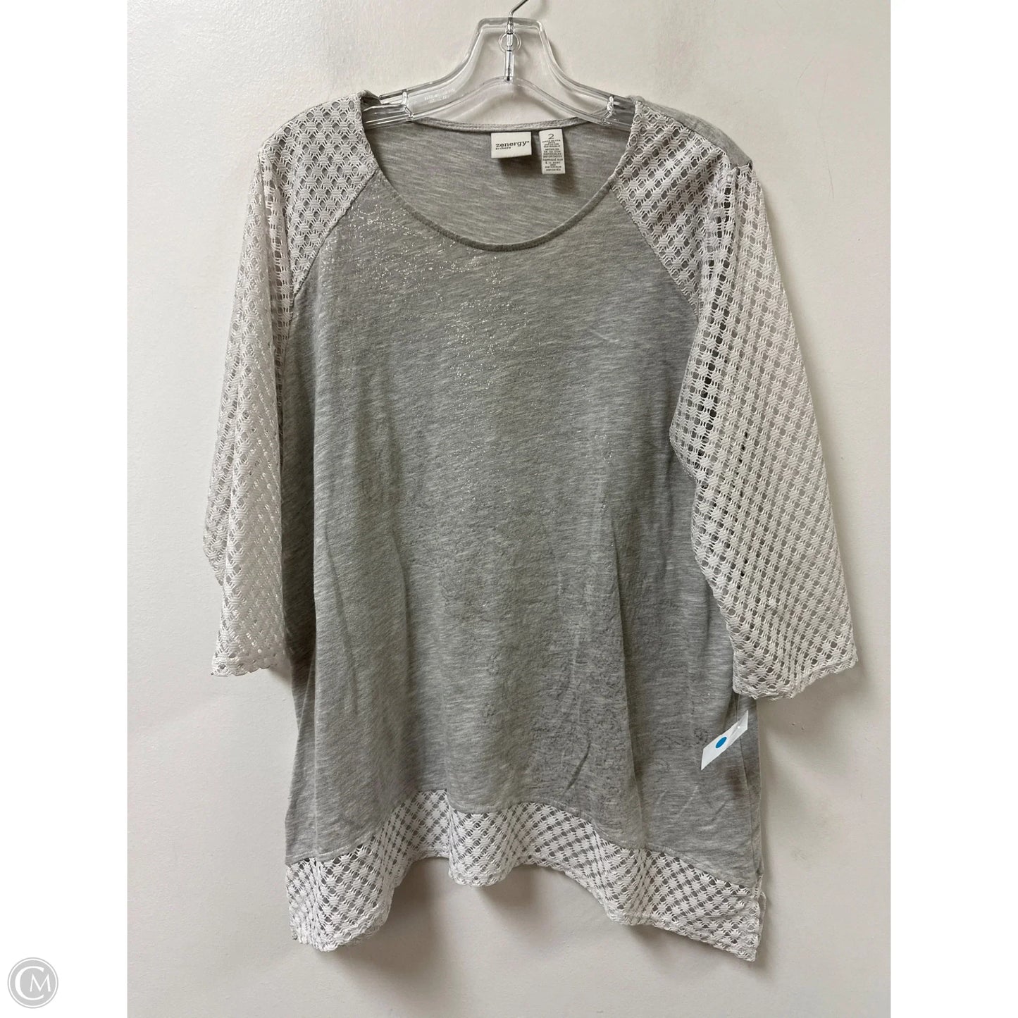 Top Long Sleeve By Chicos In Grey, Size: L