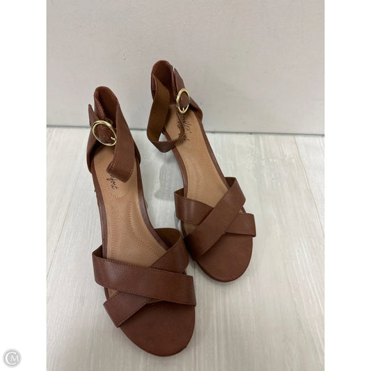 Sandals Heels Wedge By Dexflex In Brown, Size: 9.5