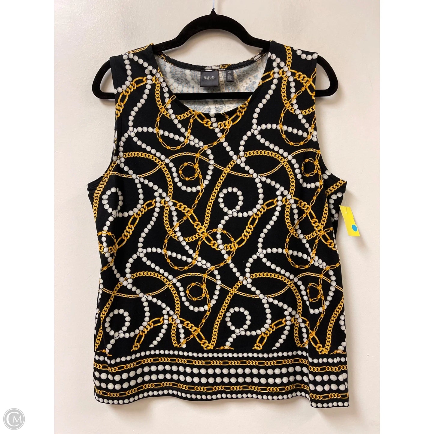 Top Sleeveless By Rafaella In Black & Gold, Size: L
