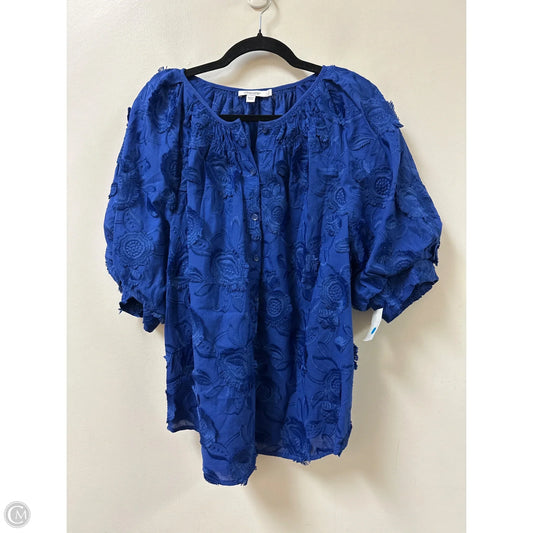 Blouse Short Sleeve By Chicos In Blue, Size: 1x