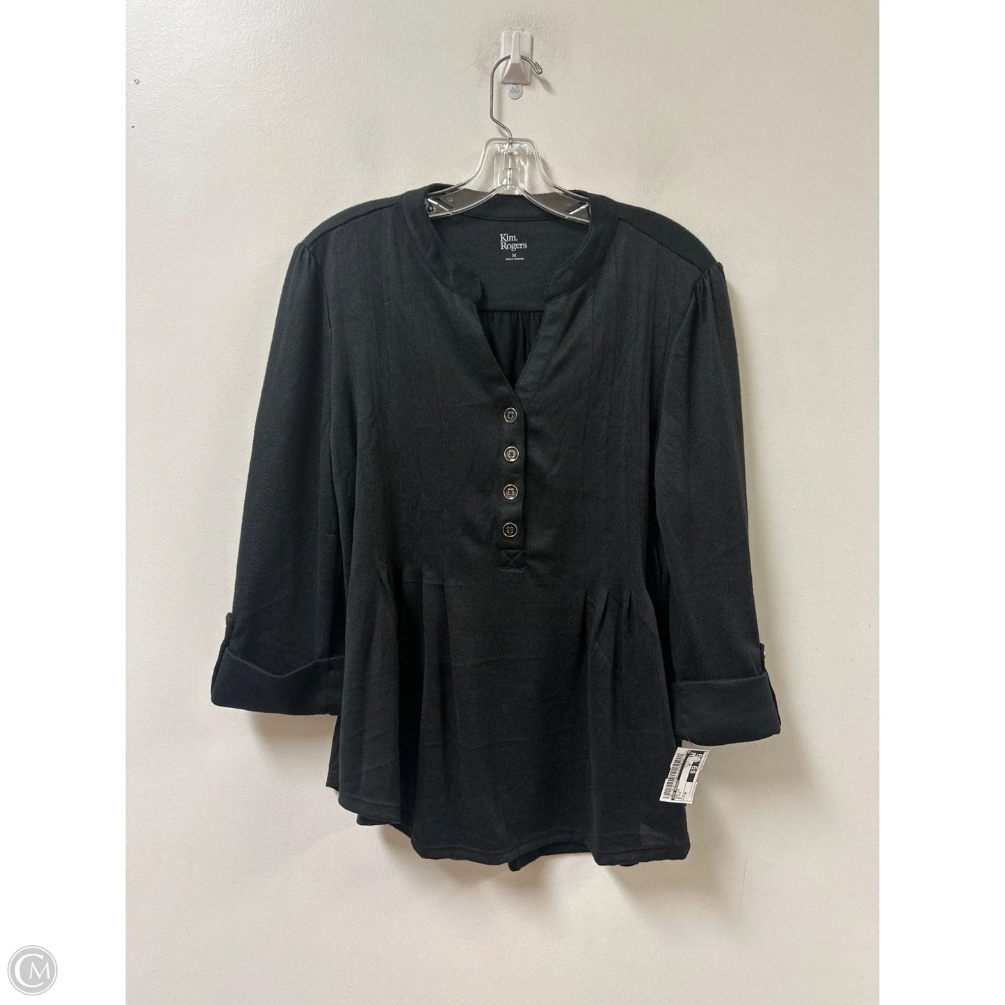 Top Long Sleeve By Kim Rogers In Black, Size: M