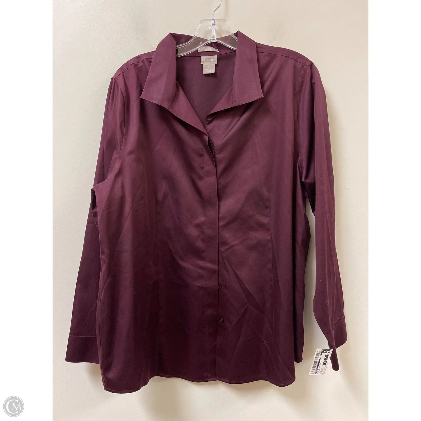 Blouse Long Sleeve By Chicos In Purple, Size: Xl