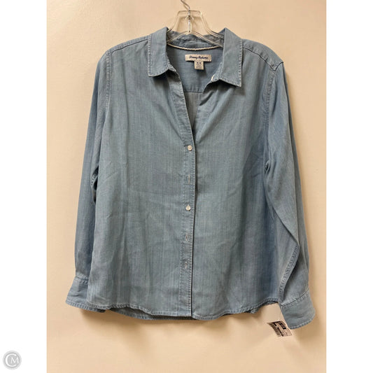 Top Long Sleeve By Tommy Bahama In Blue Denim, Size: M