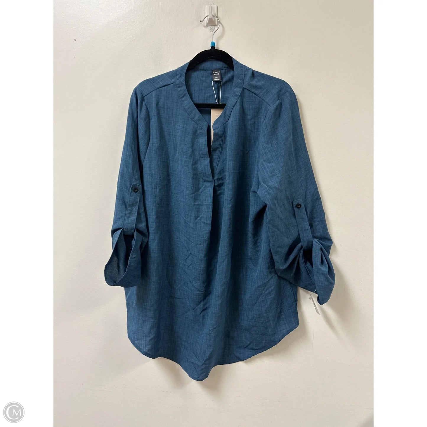 Top Long Sleeve By Emery Rose In Blue, Size: 2x