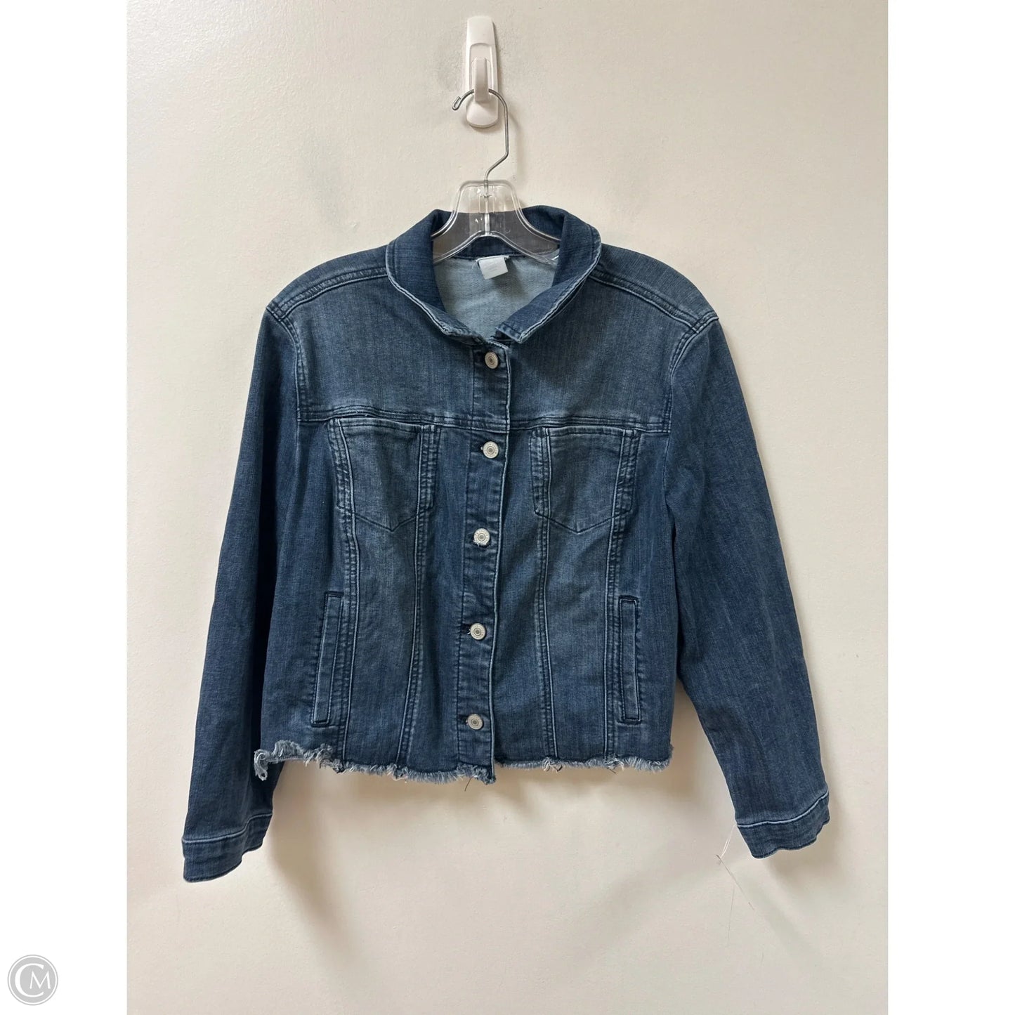 Jacket Denim By Chicos In Blue, Size: L