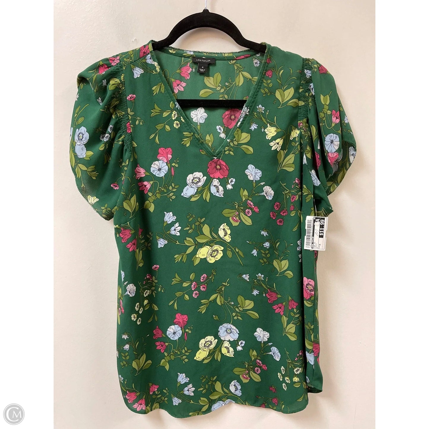 Top Short Sleeve By Ann Taylor In Green, Size: M