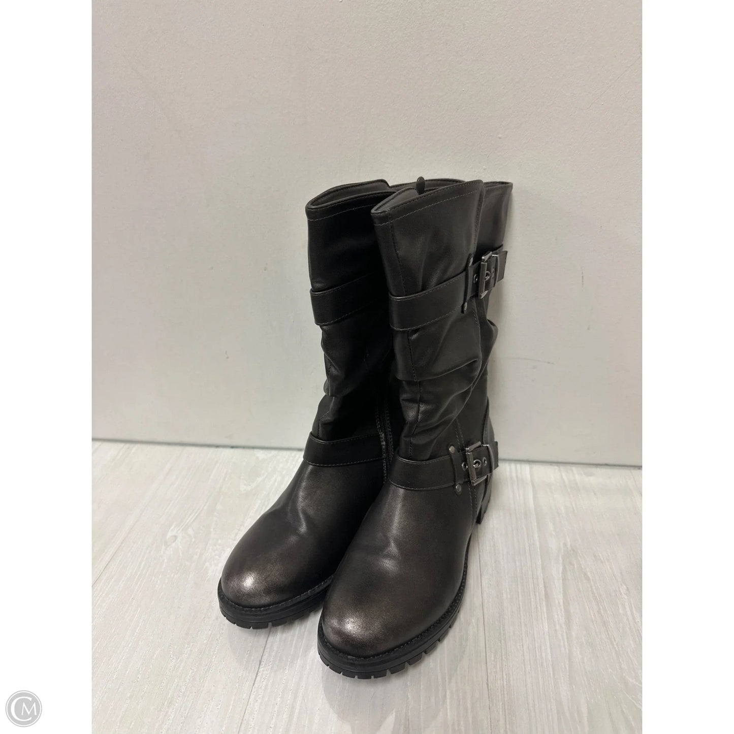 Boots Mid-calf Flats By Clothes Mentor In Brown, Size: 9