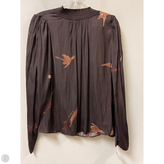 Top Long Sleeve By Grade & Gather In Brown, Size: M