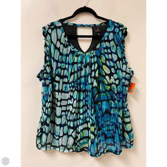 Top Sleeveless By Worthington In Blue & Green, Size: 3x