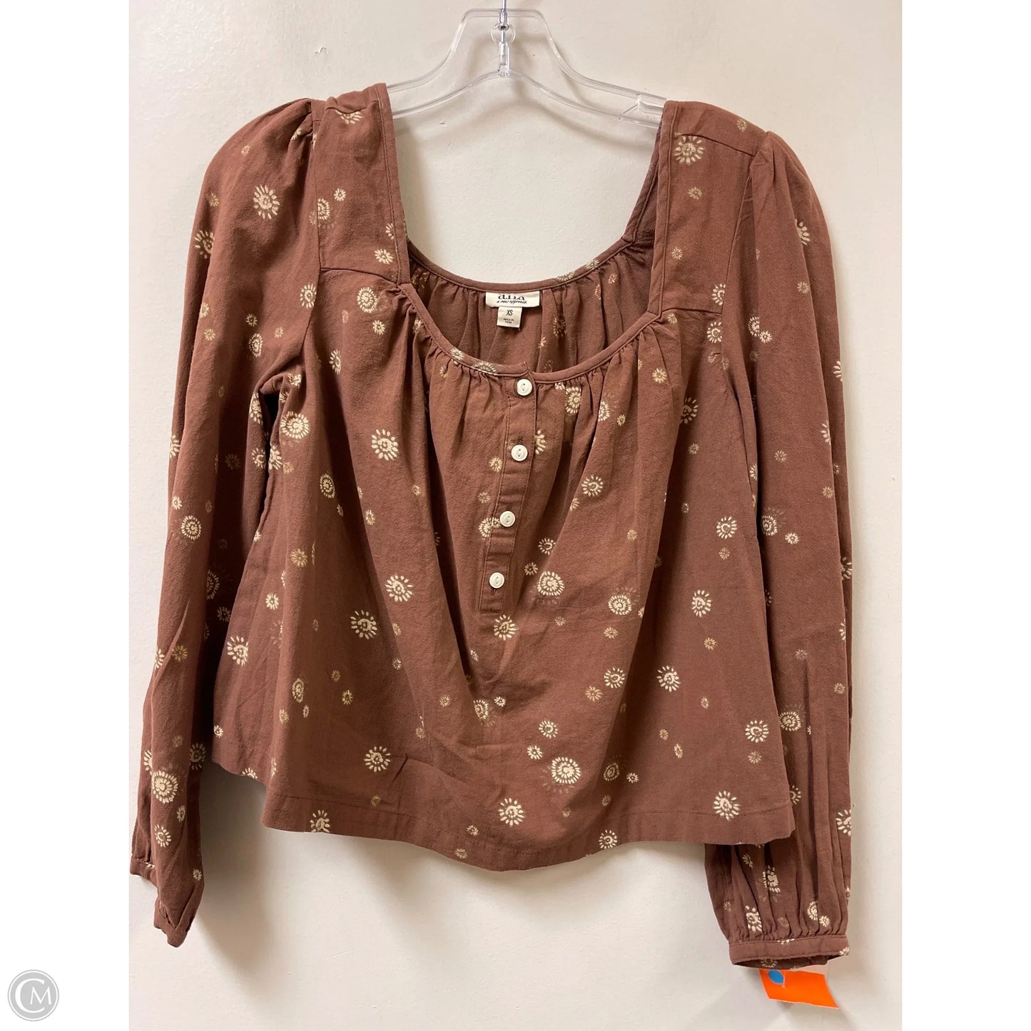 Top Long Sleeve By Ana In Brown, Size: Xs