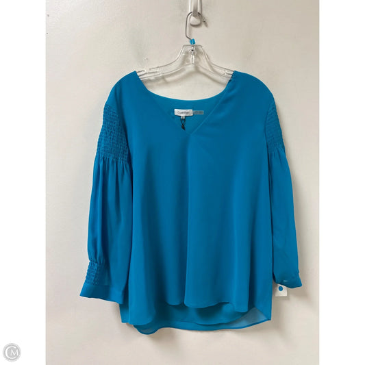 Top Short Sleeve By Calvin Klein In Blue, Size: Xl