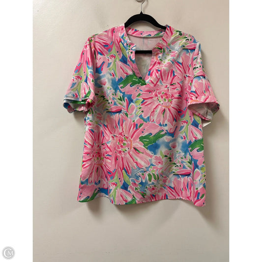 Top Short Sleeve By Shein In Floral Print, Size: Xl