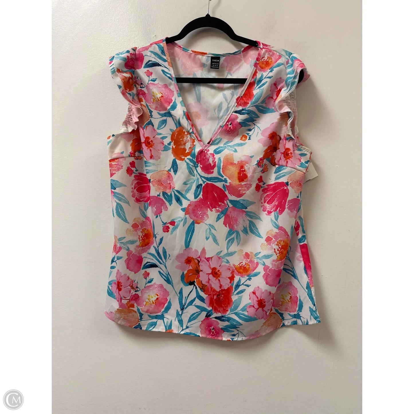 Top Sleeveless By Shein In Floral Print, Size: Xl