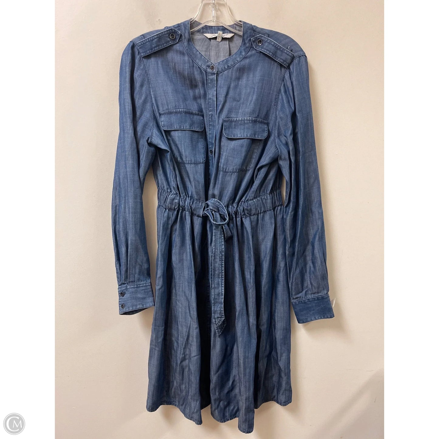 Dress Casual Midi By Foxcroft In Blue Denim, Size: M