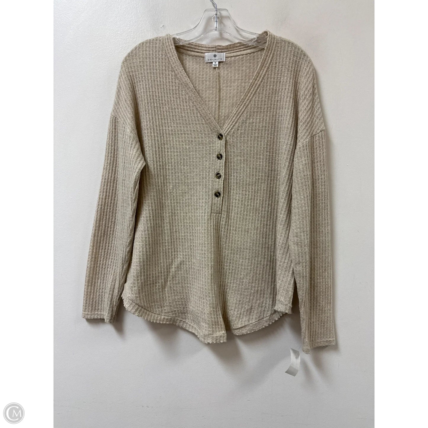 Top Long Sleeve By Socialite In Cream, Size: M