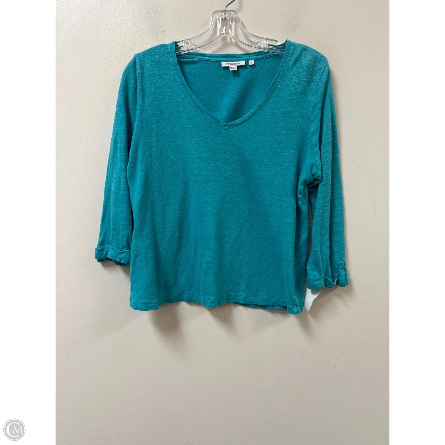 Top Long Sleeve By Chicos In Aqua, Size: M