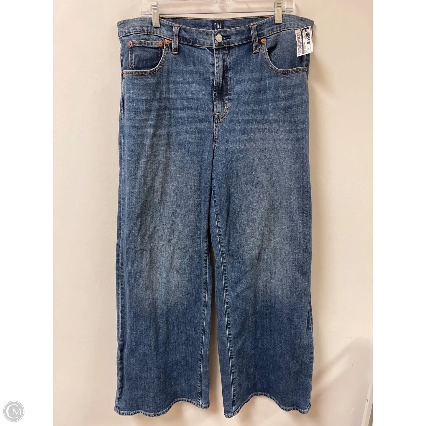 Jeans Wide Leg By Gap In Blue Denim, Size: 16