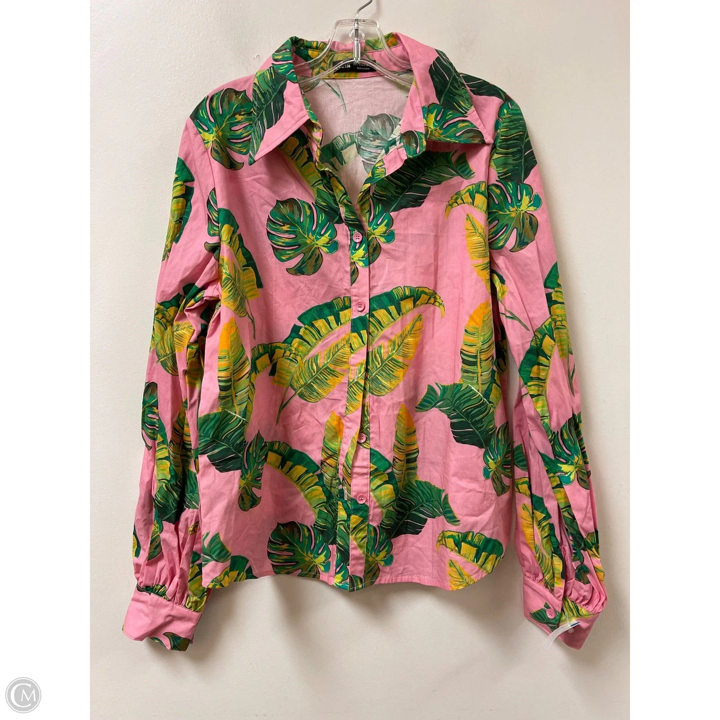 Top Long Sleeve By Shein In Green & Pink, Size: L