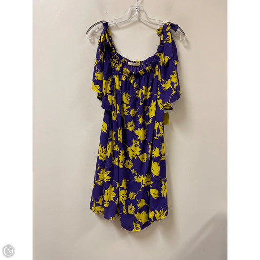 Dress Casual Short By Peach Love Cream California In Purple & Yellow, Size: L