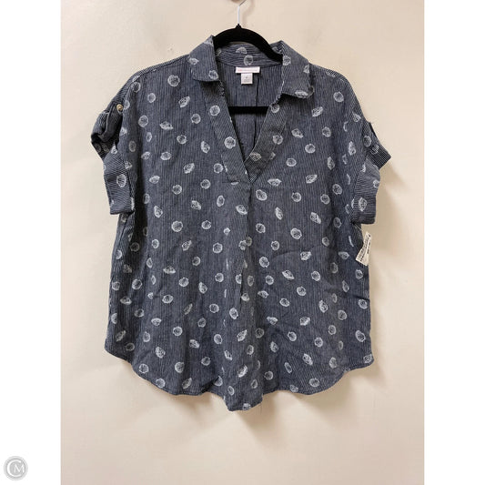 Top Short Sleeve By Liz Claiborne In Navy, Size: M